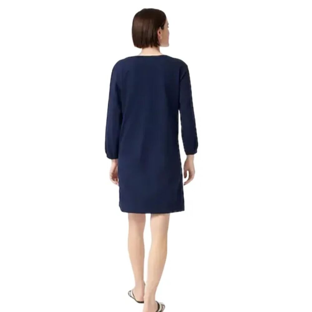 NWT J. Crew Navy Blue Lace-up Balloon-Sleeve Dress Women’s Small - Picture 9 of 9